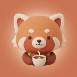 The Brewdoku app icon: the red panda barista with a cup of coffee.