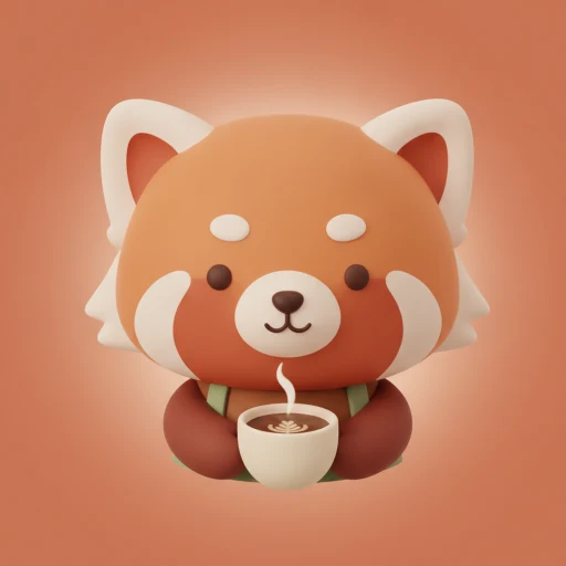 The Brewdoku app icon: the red panda barista with a cup of coffee on terracotta.