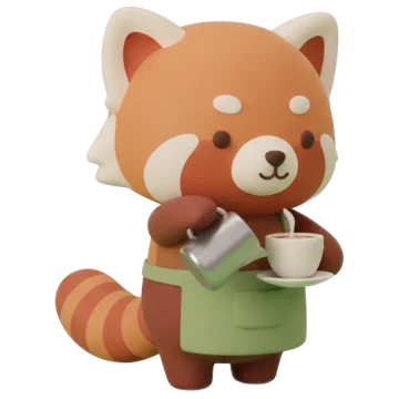 The barista pouring milk into a cup of coffee.